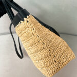 Prada Small Crochet And Leather Tote Bag 1BG500 Apricot